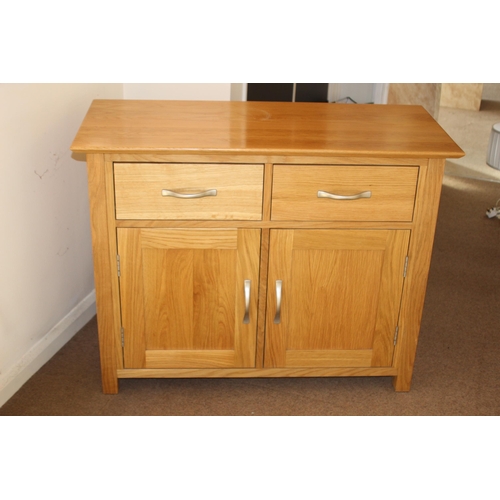 14 - MODERN BEECH CUPBOARD 
98 X 43 X 77CM