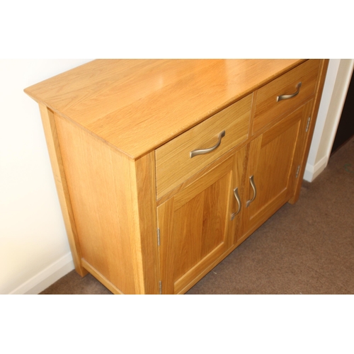 14 - MODERN BEECH CUPBOARD 
98 X 43 X 77CM