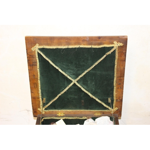 20 - VINTAGE SEWING BOX AND CONTENTS 
41 X 41 X 55CM