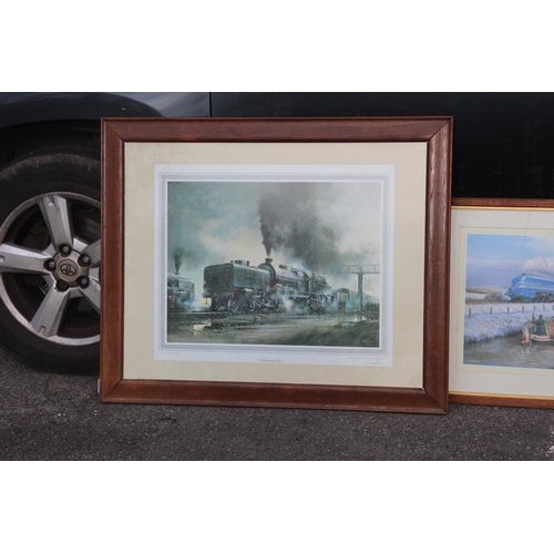 143 - 3 X STEAM ENGINE PICTURES 
100 X 81CM