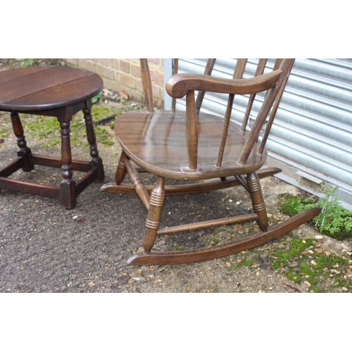 22 - VINTAGE ROCKING CHAIR AND SMALL DROP LEAF TABLE 
104 X 61CM