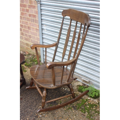 22 - VINTAGE ROCKING CHAIR AND SMALL DROP LEAF TABLE 
104 X 61CM