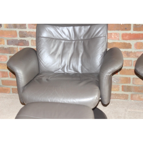 3 - PAIR OF ACTONA DENMARK LEATHER RECLINING CHAIRS AND FOOTSTOOLS
104 X 55 X 70CM