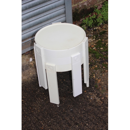 30 - TRIO OF RETRO PLASTIC STACKING TABLES MADE IN HOLLAND 
30 X 30CM