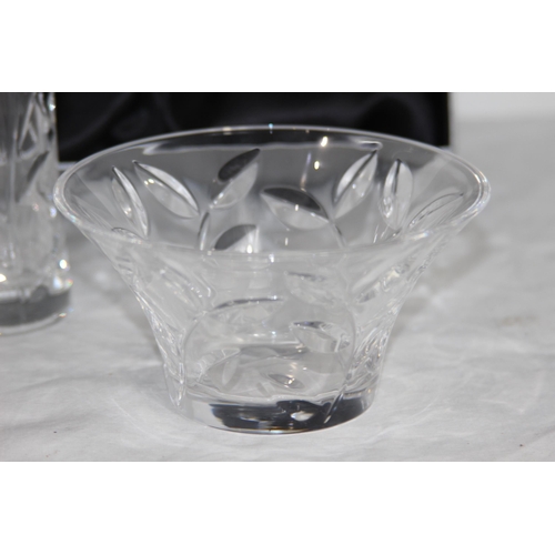 224 - BOXED ITALIAN LEAD CRYSTAL FRAMED, VASE AND BOWL