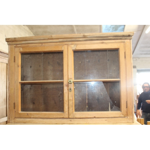 34 - VICTORIAN CHEST OF DRAWERS AND GLAZED CUPBOARD - A/F
195 X 52 X 102CM