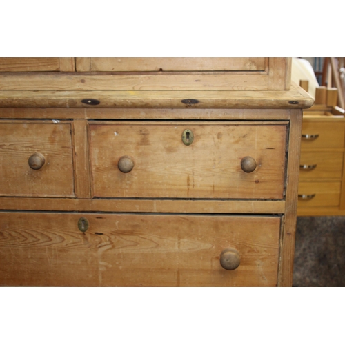 34 - VICTORIAN CHEST OF DRAWERS AND GLAZED CUPBOARD - A/F
195 X 52 X 102CM