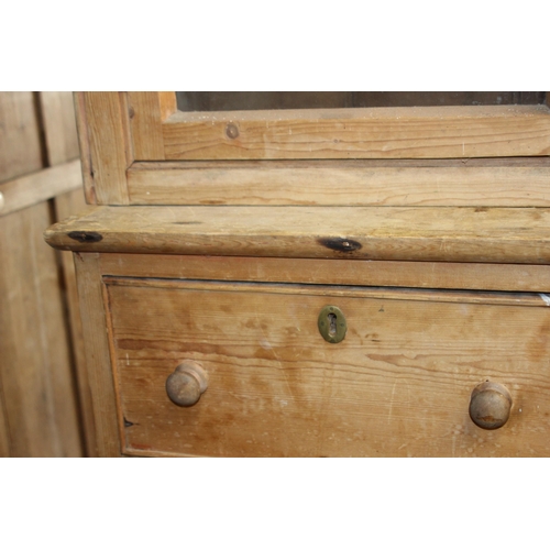 34 - VICTORIAN CHEST OF DRAWERS AND GLAZED CUPBOARD - A/F
195 X 52 X 102CM