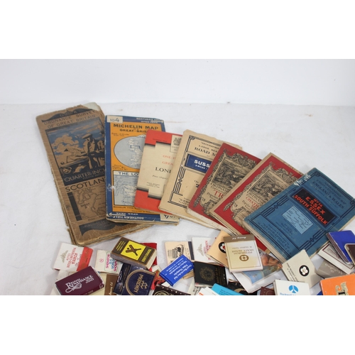 294 - QUANTITY OF VINTAGE MATCHBOXES AND MAPS