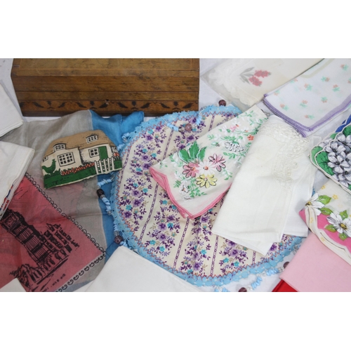 296 - VINTAGE BOX AND HANDKERCHIEFS