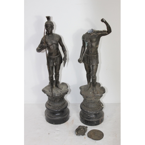 297 - 2 X SPELTER ROMAN SOLDIER FIGURES - ONE A/F
43CM