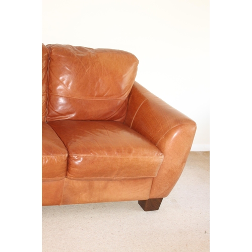 6 - SOFITALIA INTERNATIONAL TWO SEATER LEATHER SOFA AND POUFFE 
90 X 150 X 84CM