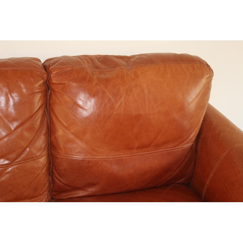 6 - SOFITALIA INTERNATIONAL TWO SEATER LEATHER SOFA AND POUFFE 
90 X 150 X 84CM