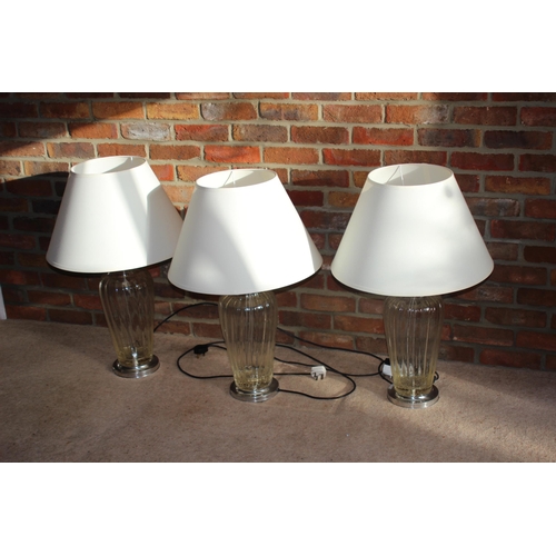 112 - 3 X LARGE MODERN GLASS LAMPS 
80 X 50CM