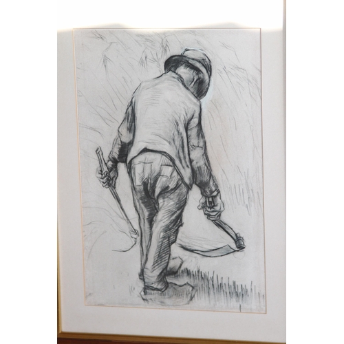 130 - 2 X PRINTS OF WORKERS IN FIELD 
65 X 45CM