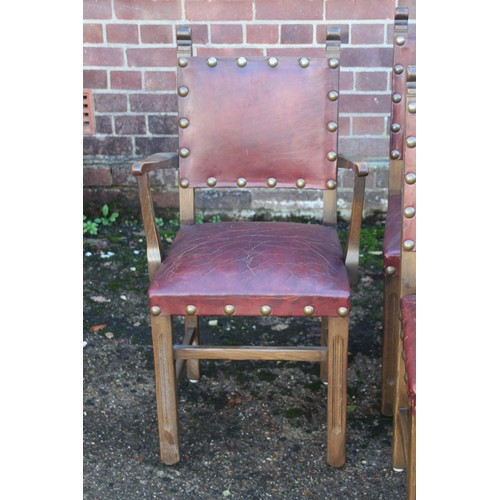 37 - 6 X VINTAGE GOTHIC STYLE LEATHER PUB CHAIRS 
50 X 90CM