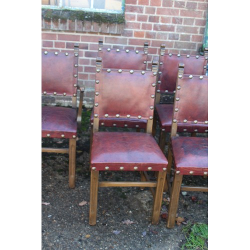 37 - 6 X VINTAGE GOTHIC STYLE LEATHER PUB CHAIRS 
50 X 90CM