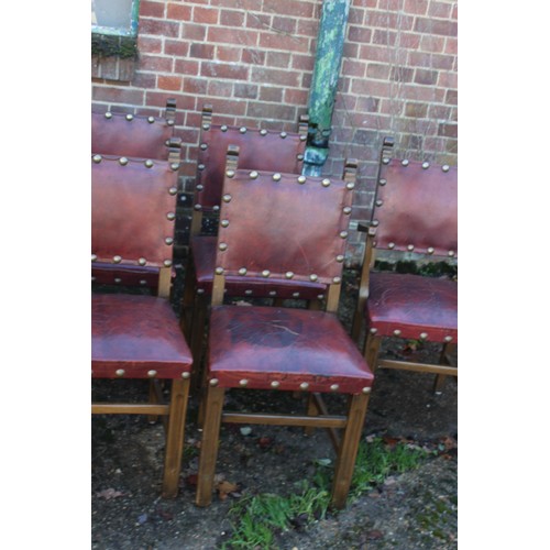 37 - 6 X VINTAGE GOTHIC STYLE LEATHER PUB CHAIRS 
50 X 90CM