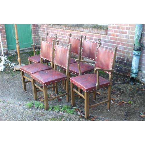 37 - 6 X VINTAGE GOTHIC STYLE LEATHER PUB CHAIRS 
50 X 90CM