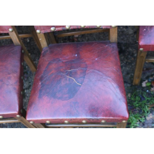 37 - 6 X VINTAGE GOTHIC STYLE LEATHER PUB CHAIRS 
50 X 90CM