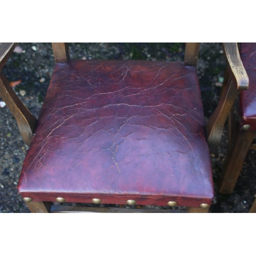 37 - 6 X VINTAGE GOTHIC STYLE LEATHER PUB CHAIRS 
50 X 90CM