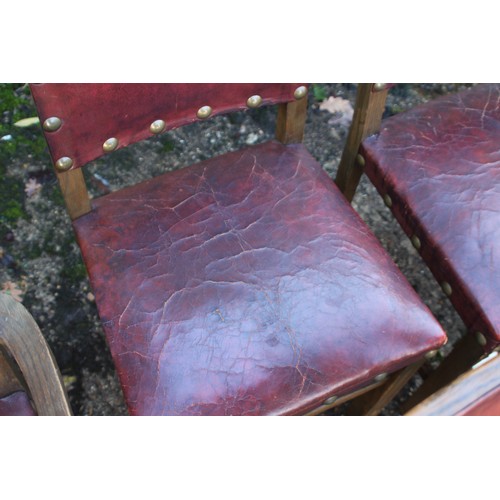 37 - 6 X VINTAGE GOTHIC STYLE LEATHER PUB CHAIRS 
50 X 90CM