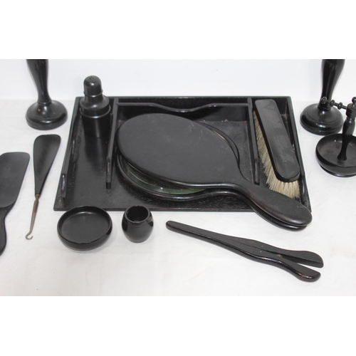 338 - ANTIQUE EBONISED DRESSING TABLE SET