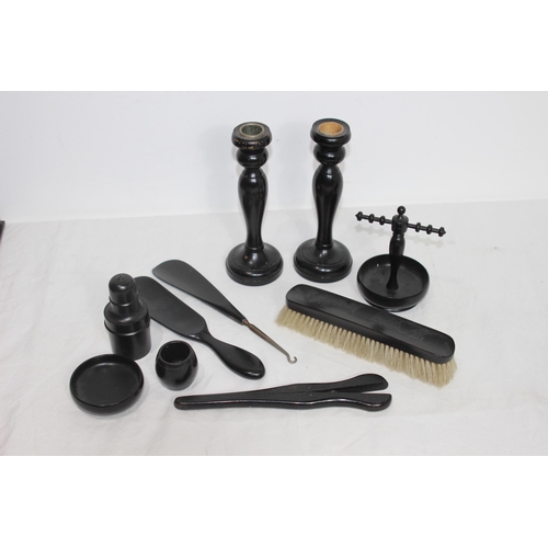 338 - ANTIQUE EBONISED DRESSING TABLE SET