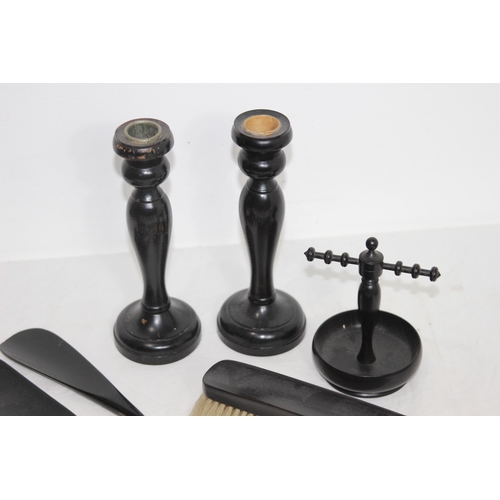 338 - ANTIQUE EBONISED DRESSING TABLE SET