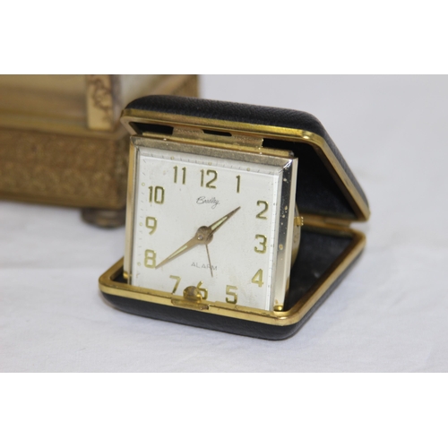 345 - VINTAGE CARRIAGE CLOCK AND TWO OTHERS