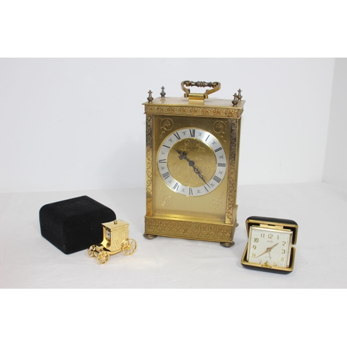 345 - VINTAGE CARRIAGE CLOCK AND TWO OTHERS