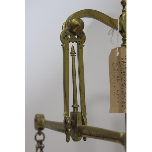 352 - ANTIQUE DOYLE AND SONS BEAM APOTHECARY SCALES 
58 X 50CM