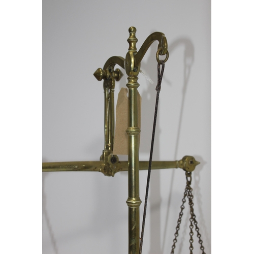 352 - ANTIQUE DOYLE AND SONS BEAM APOTHECARY SCALES 
58 X 50CM