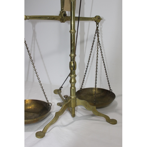 352 - ANTIQUE DOYLE AND SONS BEAM APOTHECARY SCALES 
58 X 50CM