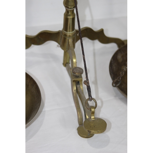 352 - ANTIQUE DOYLE AND SONS BEAM APOTHECARY SCALES 
58 X 50CM