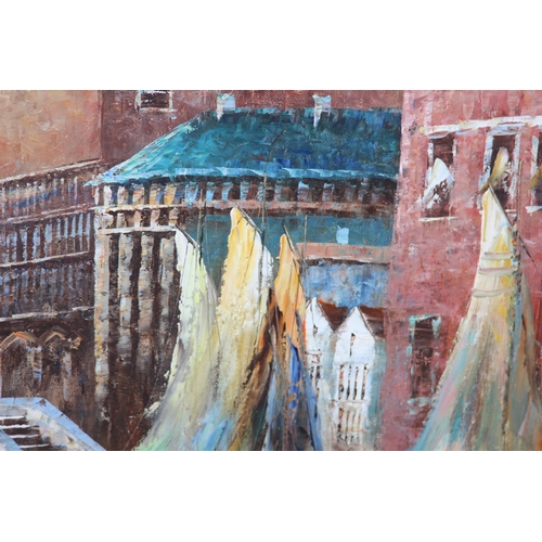 175 - LARGE SIGNED OIL ON CANVAS OF VENICE 
142 X 81.5CM