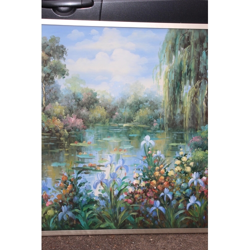 176 - LARGE SIGNED OIL ON CANVAS OF TRANQUIL SCENE 
125 X 85CM