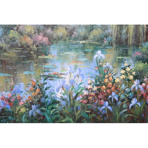 176 - LARGE SIGNED OIL ON CANVAS OF TRANQUIL SCENE 
125 X 85CM