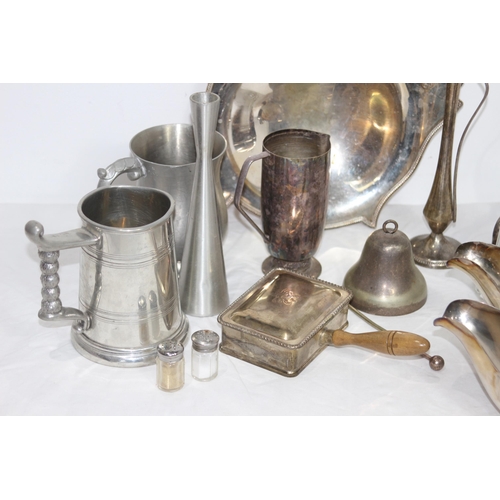 385 - QUANTITY OF INTERESTING SILVER PLATE AND PEWTER