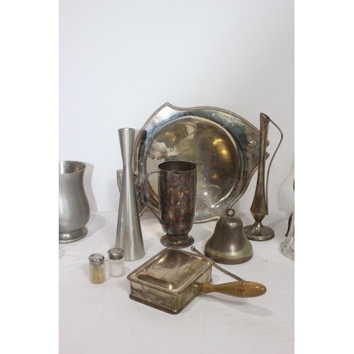 385 - QUANTITY OF INTERESTING SILVER PLATE AND PEWTER