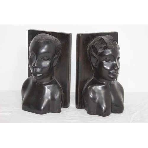 386 - PAIR OF CARVED AFRICAN BOOKENDS
20CM