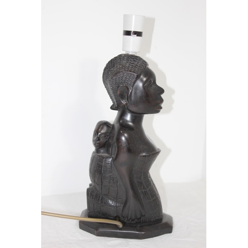 387 - CARVED AFRICAN LAMP BASE 
36CM