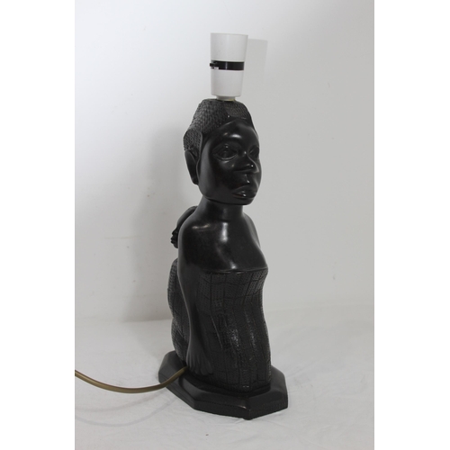 387 - CARVED AFRICAN LAMP BASE 
36CM