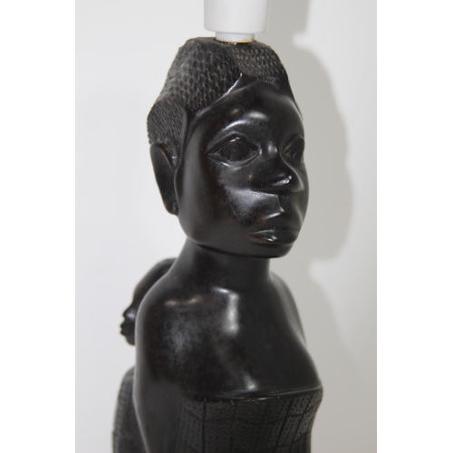 387 - CARVED AFRICAN LAMP BASE 
36CM