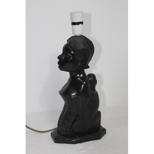 387 - CARVED AFRICAN LAMP BASE 
36CM