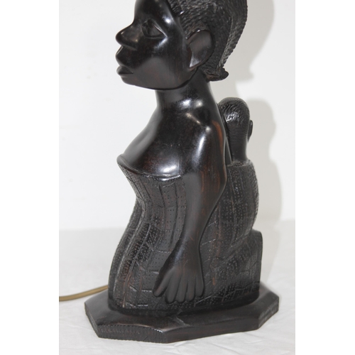 387 - CARVED AFRICAN LAMP BASE 
36CM