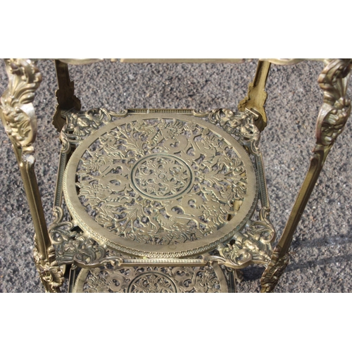 411 - VINTAGE BRASS POT HOLDER - THIS IS WOBBERLEY 
71 X 28 X 28CM