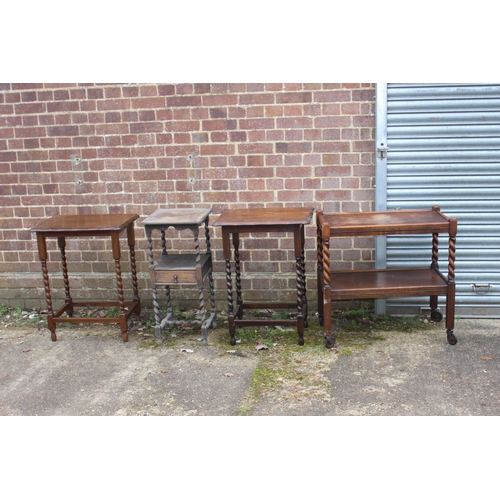 44 - 3 X VINTAGE BARLEY TWIST SIDE TABLES AND DRINKS TROLLEY
75 X 75 X 43CM