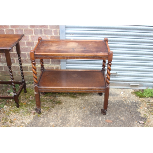 44 - 3 X VINTAGE BARLEY TWIST SIDE TABLES AND DRINKS TROLLEY
75 X 75 X 43CM