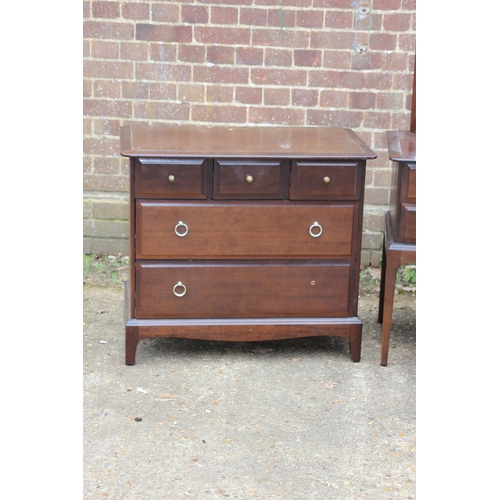 54 - STAG MINSTREL DRESSING TABLE, STOOL, MULTICHEST AND SMALLER CHEST OF DRAWERS - SOME HANDLES ARE MISS... 